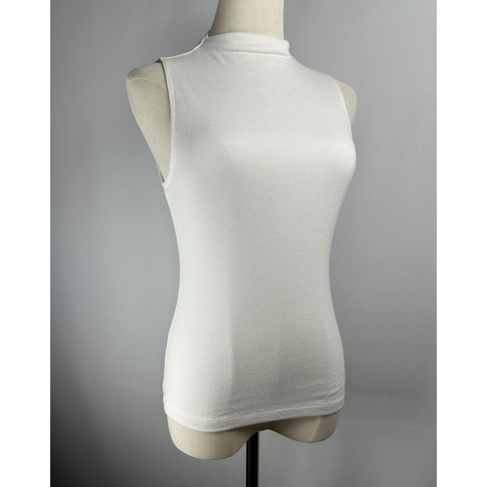 Banana Republic Soft Luxe Mock Neck Tank Top XS Ivory Clean Girl Minimalist